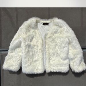Lars Amadeus White Faux Fur Jacket